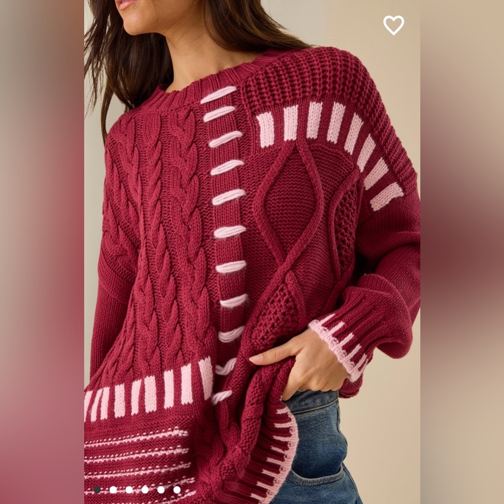 Altar’d State Cierra Cable Whipstitch Sweater - XS